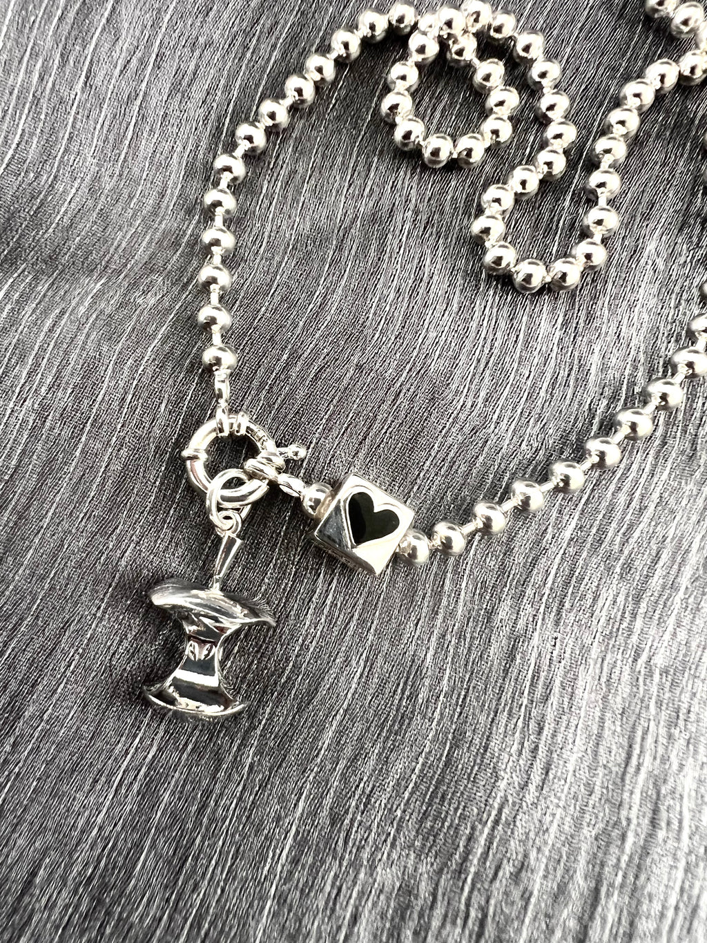 Beaded silver necklace