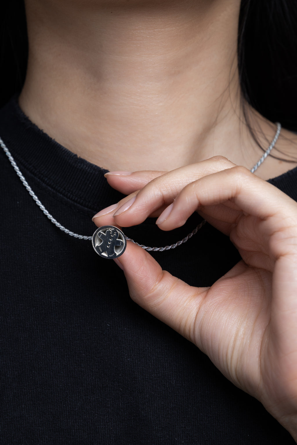 Christmas bell ginger man silver pendant