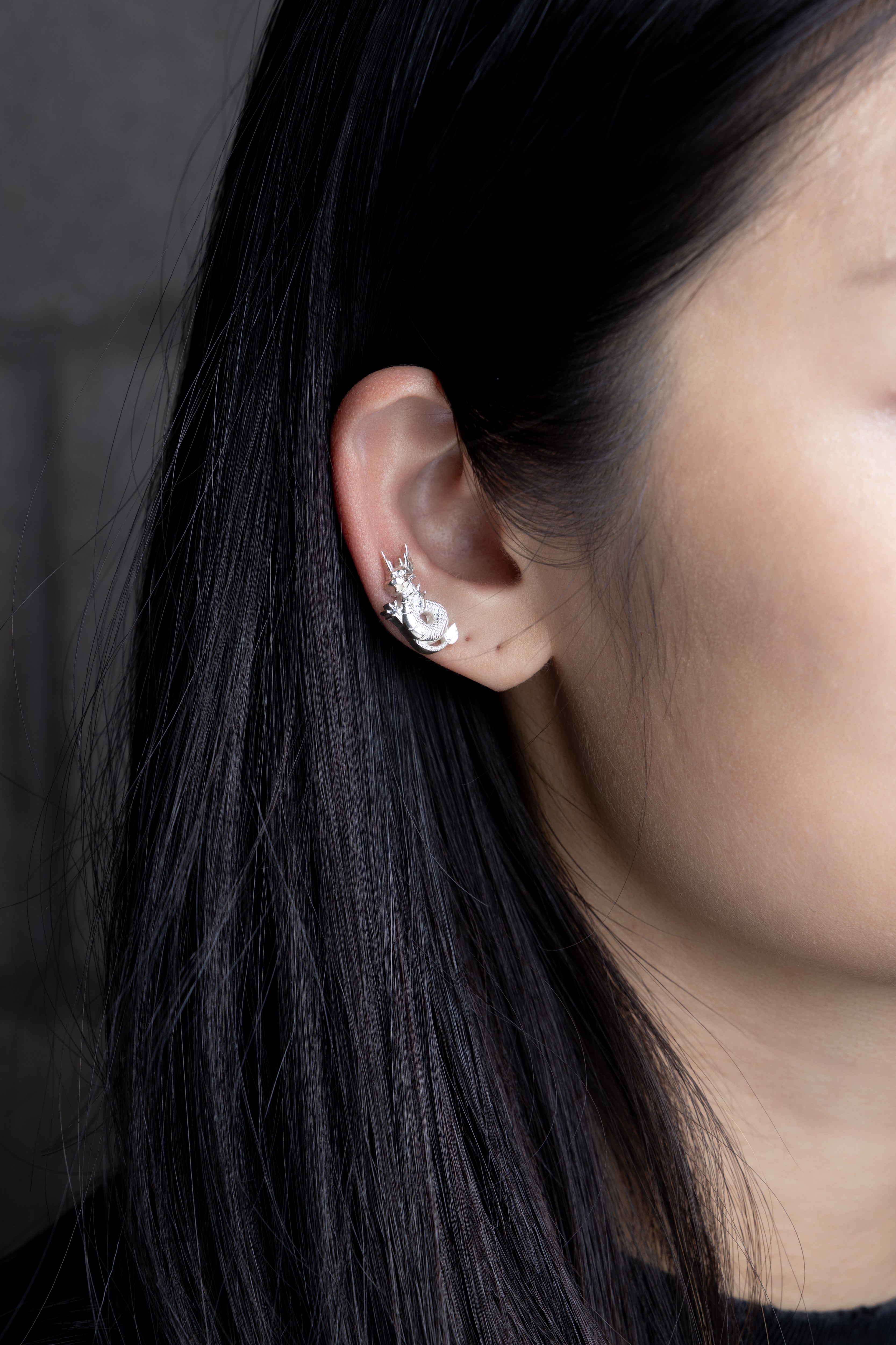 silver dragon earring