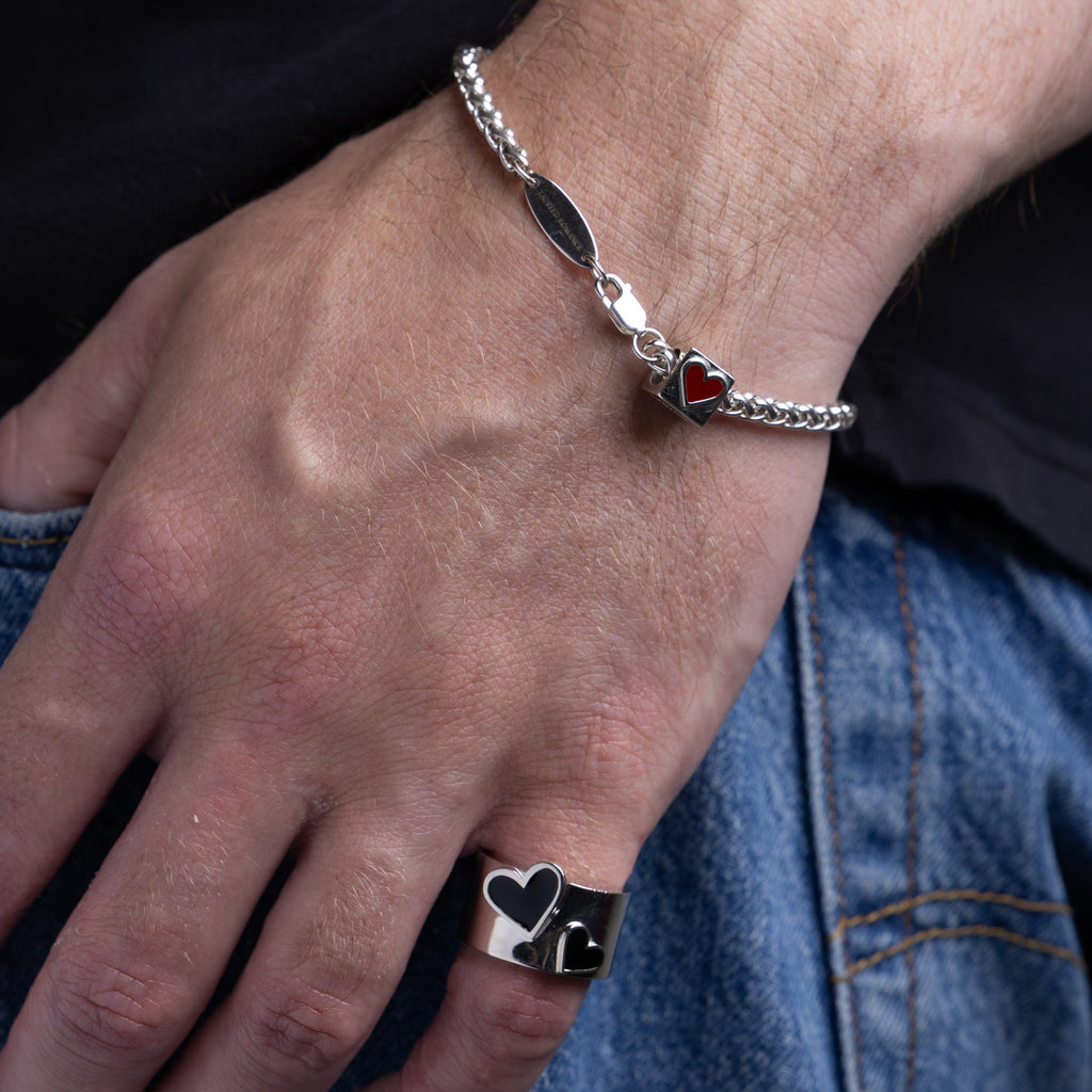 Tainted Romance silver cube pendant