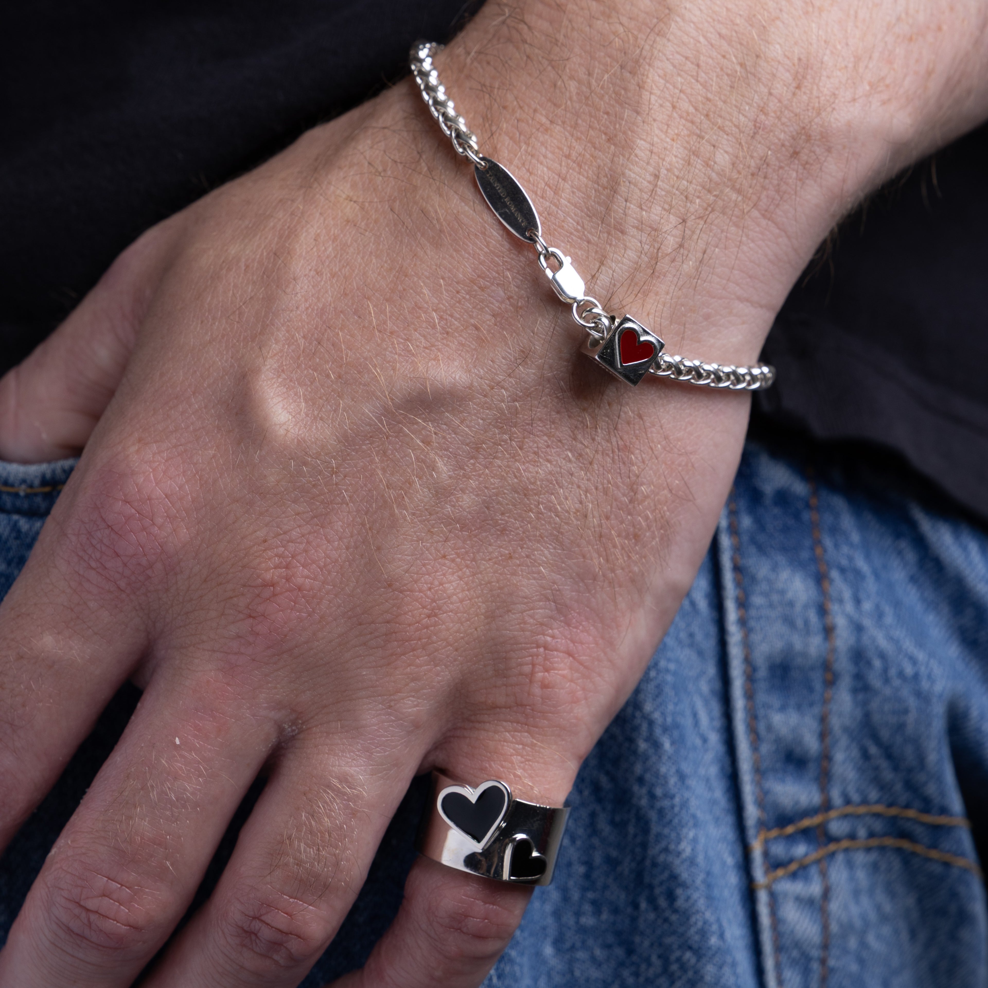 Tainted Romance silver cube pendant